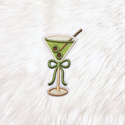 Olive Dirty Martini Coquette Bow Embroidery Iron On Patch