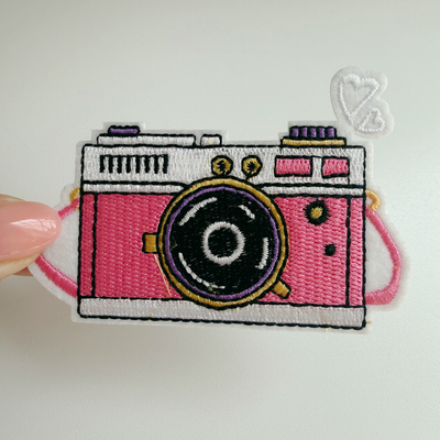 3" Camera in Pink -  Embroidered Hat Patch