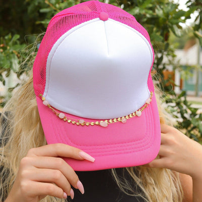 Trucker Hat Chain: Oval & Crystal Stone Layered Chain Set