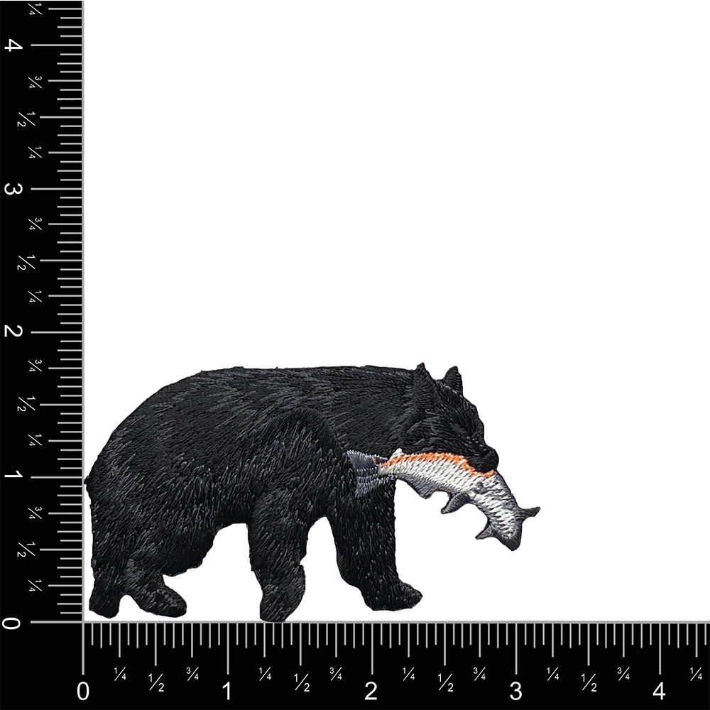 Black Bear Catching Fish, Rainbow Trout Iron on Patch