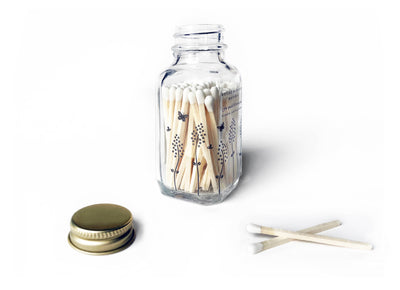 Wildflower 2" White Match Jar | Pretty Glass Match Holder