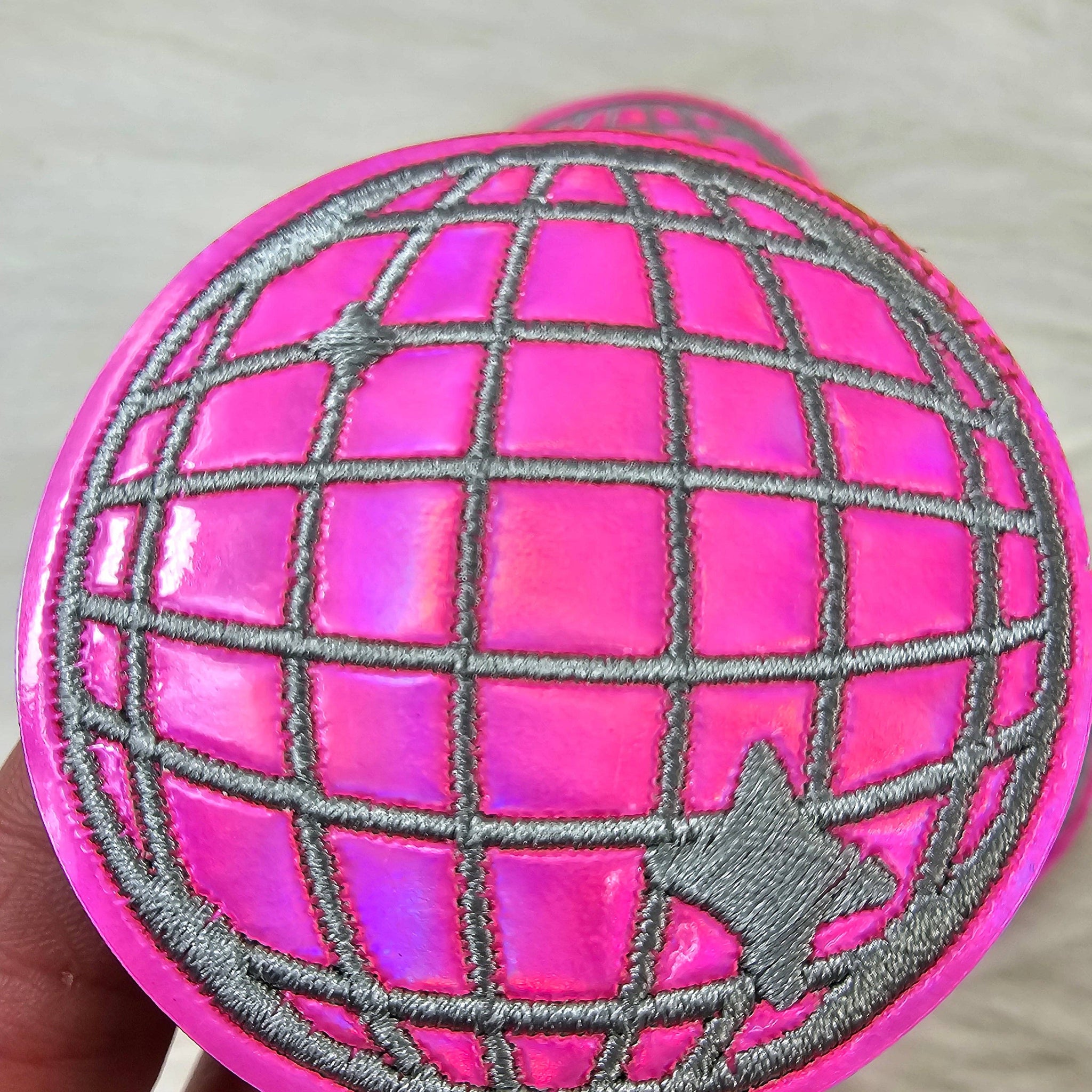 Iridescent Hot Pink Disco Ball Iron On Patch