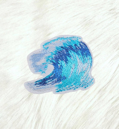 Blue Wave Coastal Water Embroidery Iron On Patch